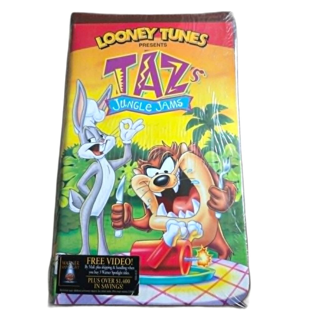 Taz's Jungle Jams VHS Warner Bros Looney Tunes Cartoon Collection (Sealed)